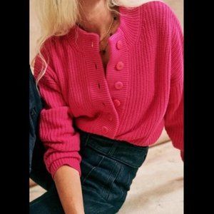 Sézane Lucas Jumper Merino Wool In Bright Pink - sz M